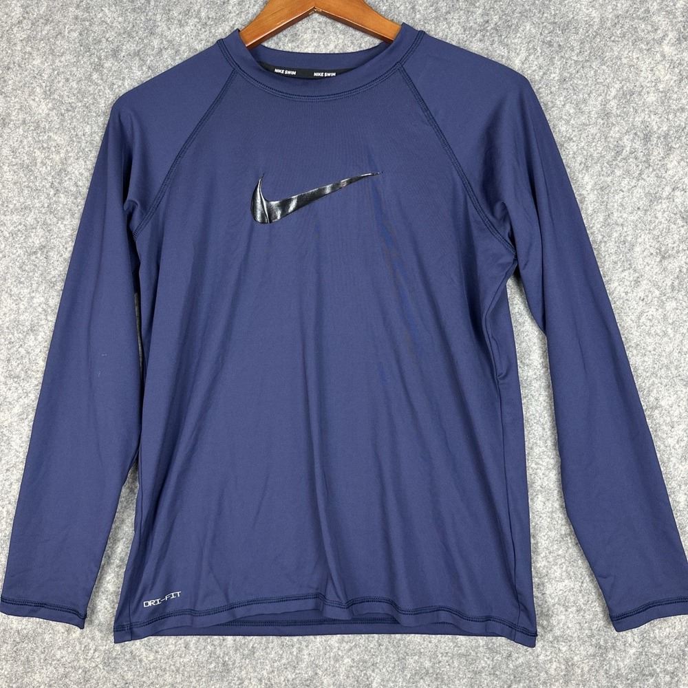 Nike Swim Top Womens M Black Hydroguard Swim Shirt UPF 40 Competition Racing